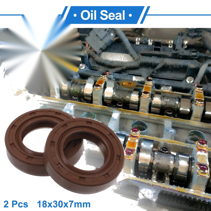 Oil Seal 18x30x7mm FKM Rubber Brown 2 x Pcs