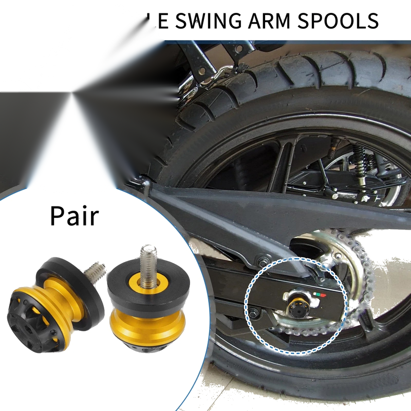 Motorbike 2 x Swingarm Spool 8mm CNC Swing Arm Sliders Stand Gold Tone