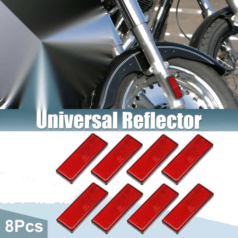 Motorcycle Bicycle Red 8pcs Rectangular Safety Spoke Reflector