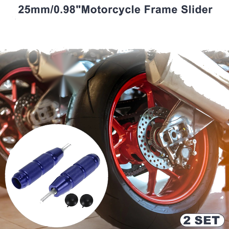 Make Model 2 x 0.71" Aluminum Alloy Plastic Motorcycle Slider Frame Blue