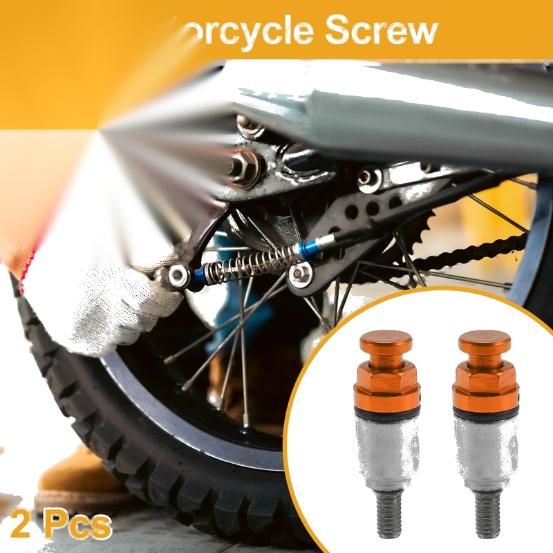 Motorcycle 2 x Screw M4x0.7 Fork Air Bleeder Valve Metal Orange