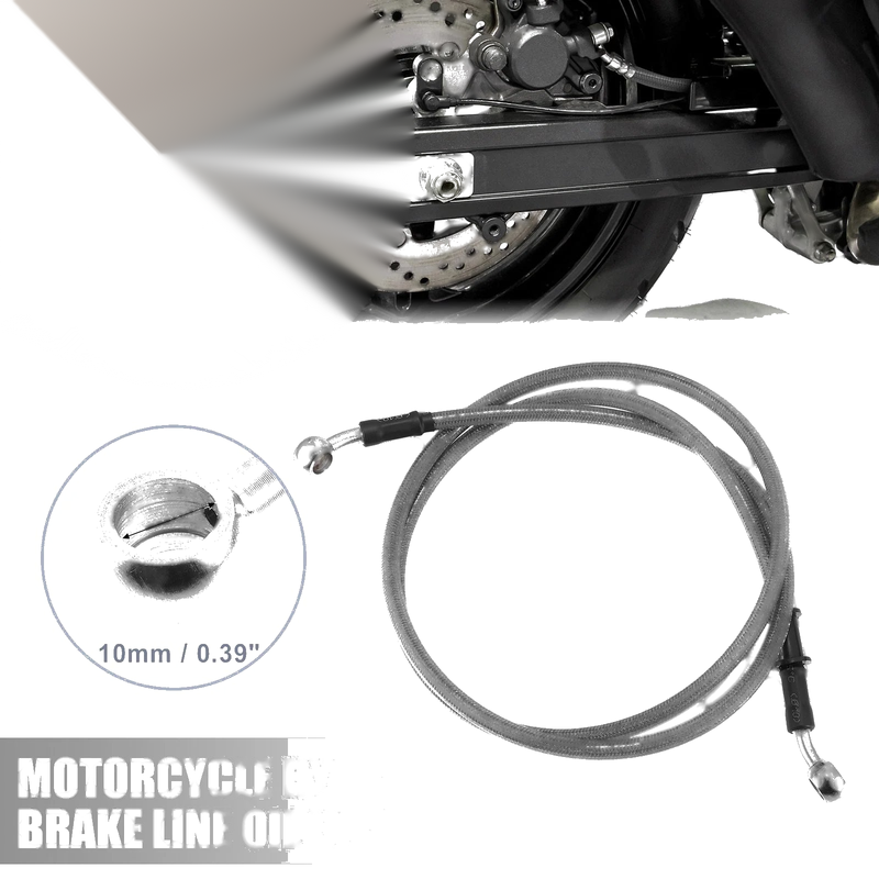 Motorcycle 51.18 10mm ID Motorcycle Brake Line Hose Cable Silver Tone