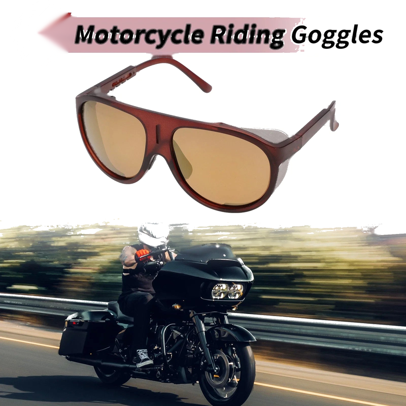 Motorcycle Riding Goggles Brown Lens Reddish Brown Frame Tri-acetel Cellulose