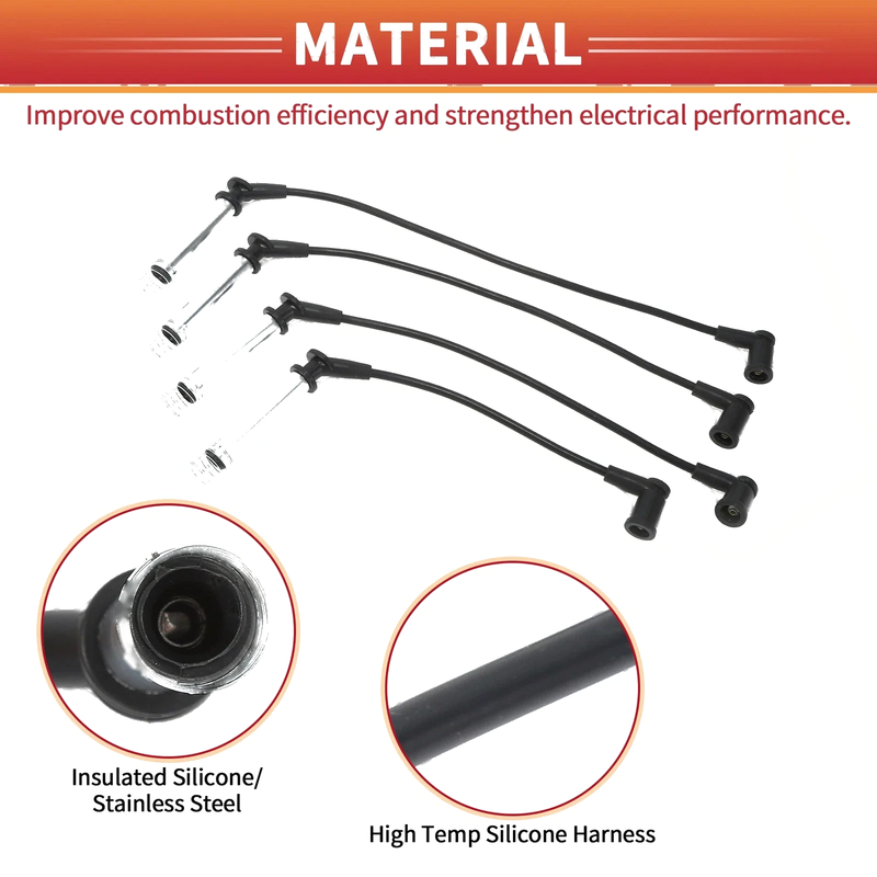 Ford Fiesta V 4 x Spark Plug Wire Ignition Coil Cables (2001-2010)