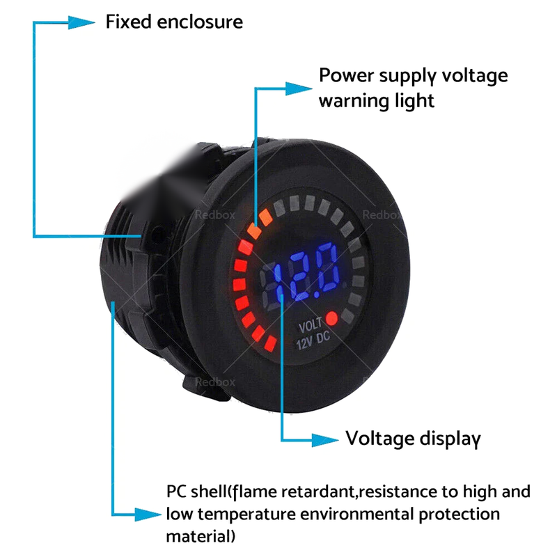 Car Boat Marine Gauge LED Battery Volt Meter Monitor 12V