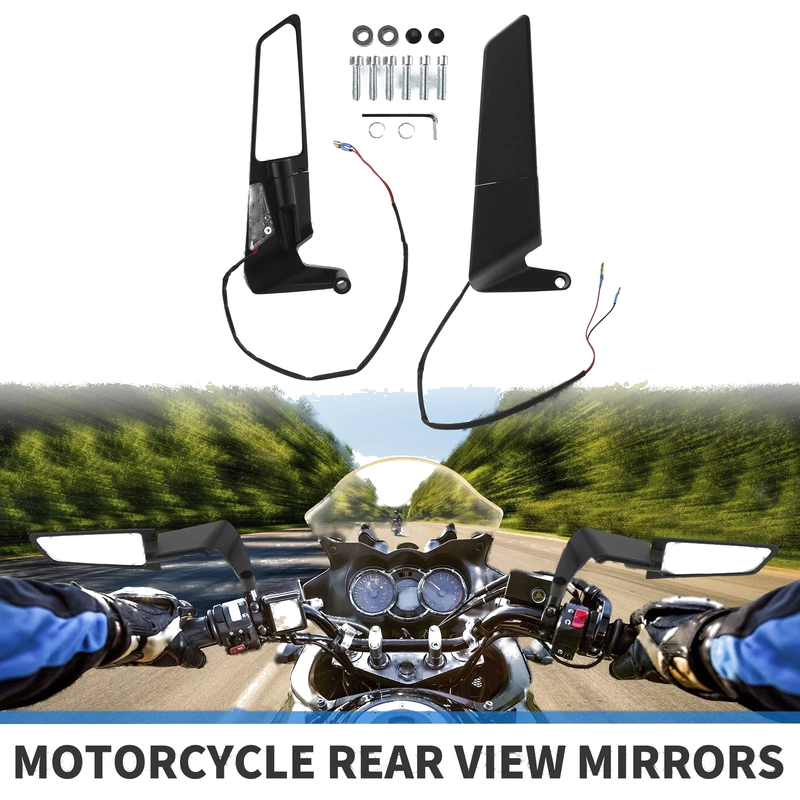 Motorcycle M8/M10 Rear View Mirrors Polygonal Handlebar Black 1 Set