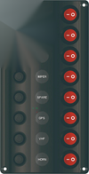 Marine / Caravan, IP65 Splash Proof Switch Panel LED 8 Gang with Circuit Breakers