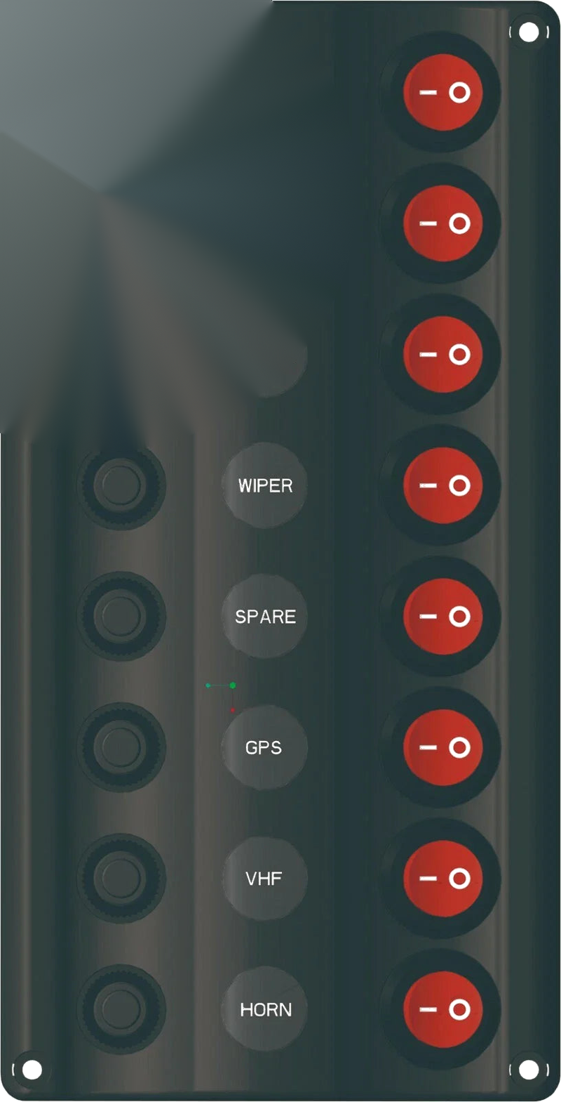 Marine / Caravan, IP65 Splash Proof Switch Panel LED 8 Gang with Circuit Breakers