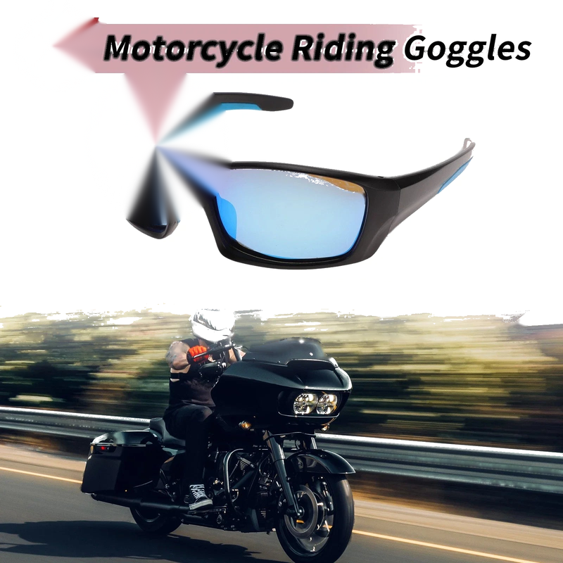 Motorcycle Motorcycle Goggles Blue Lens Black Frame Tri-acetel Cellulose