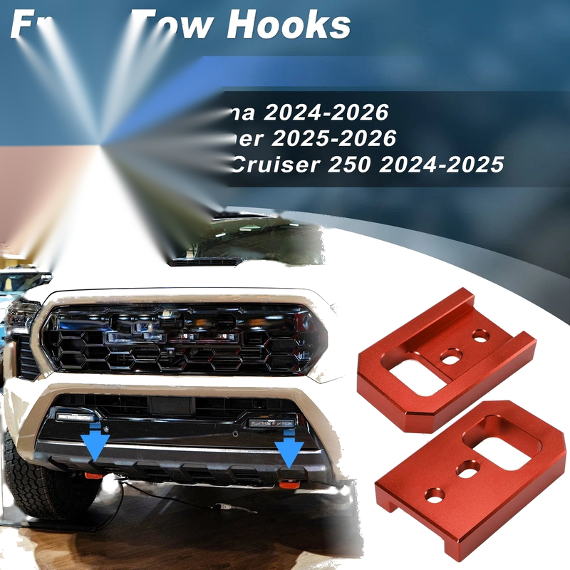 Toyota Tacoma 4Runner Land Cruiser 2024-2026 - Orange Front Tow Hooks
