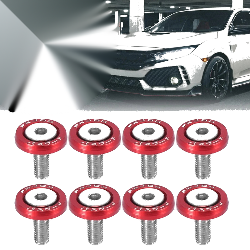 Car 8 x Red M6 Release Fastener Bumper Washer Bolt Trunk Mudguard