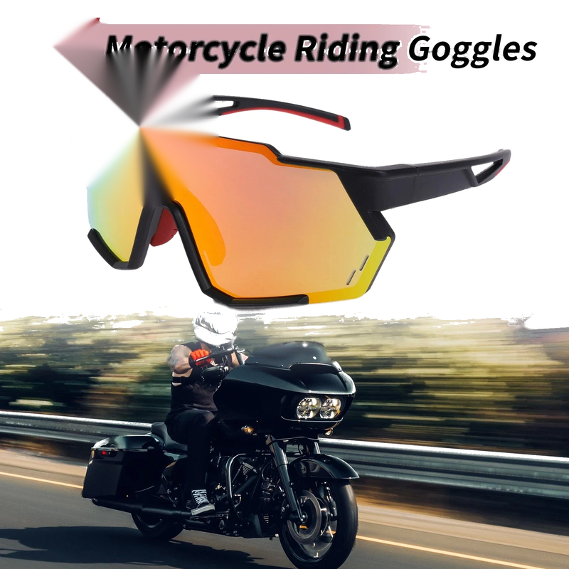 1 Pc Motorcycle Riding Goggles Red Black Tri-Acetyl Cellulos PC