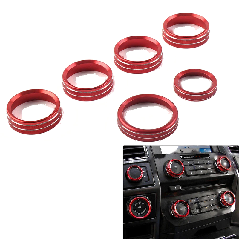 Ford F150 XLT (2015-2020) Red 6x Air Conditioner Switch Knob Trim