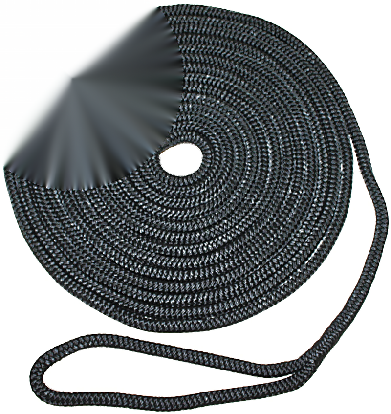 Boat Dock Line 16mm x 10m Spliced Black Braided Nylon with 300mm Eye