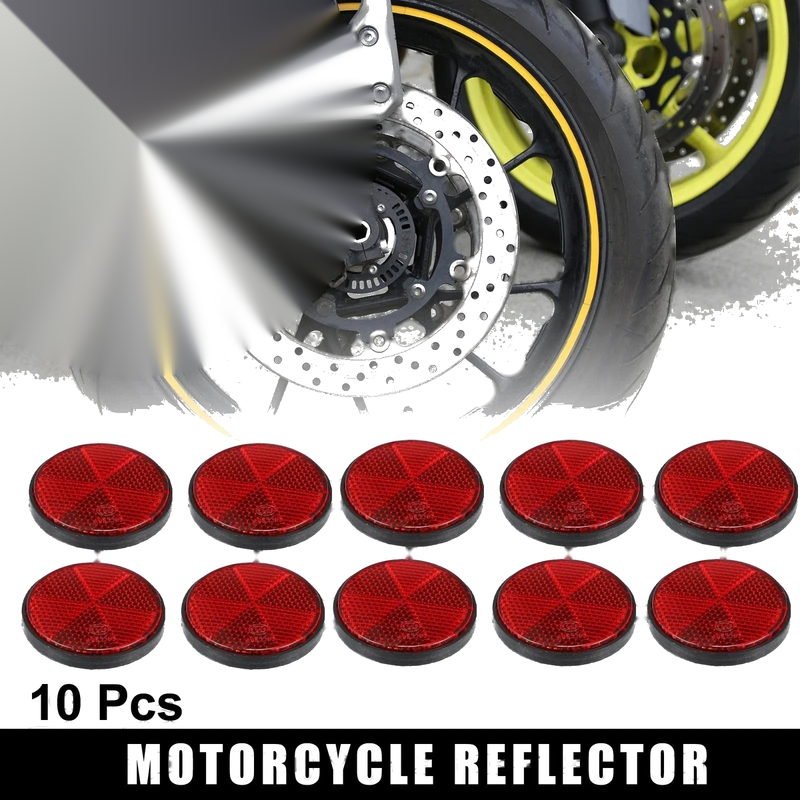Motorcycle 10 x M6x1.0 Red Universal Screw Mount Round Warning Reflector