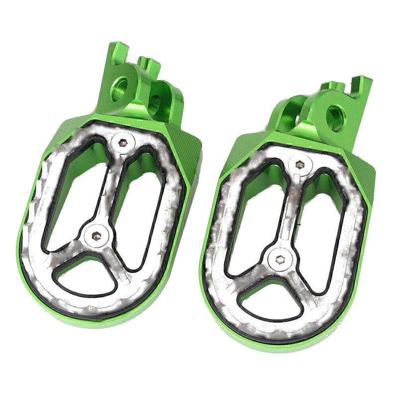 Kawasaki KX250 KX450 Green Shark Teeth Racing Foot Pegs (2008-2015)