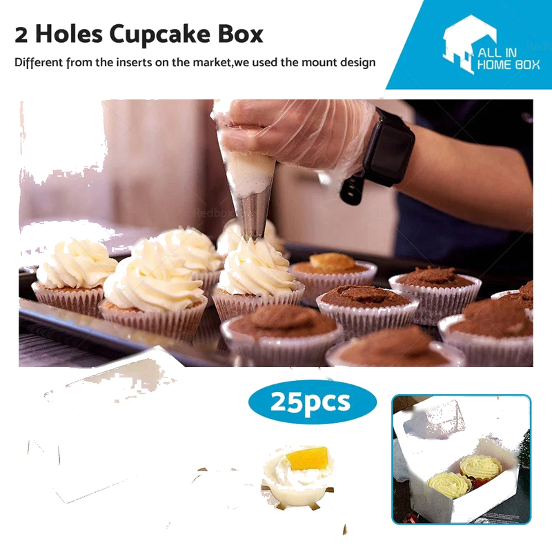 Wedding Party Muffins 25pcs Cupcake Box Case with 2 Holes