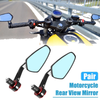 Motorcycle Rear View Side Handlebar Rearview Mirror Blue Lens Red 1 Pair