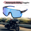 Blue Lens Motorcycle Riding Goggles Black Frame Outdoor Sports Sunglasses