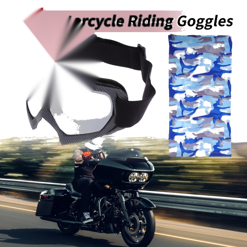 Motorcycle Riding Goggles Silver Tone Lens Black Gray Frame PC TPU