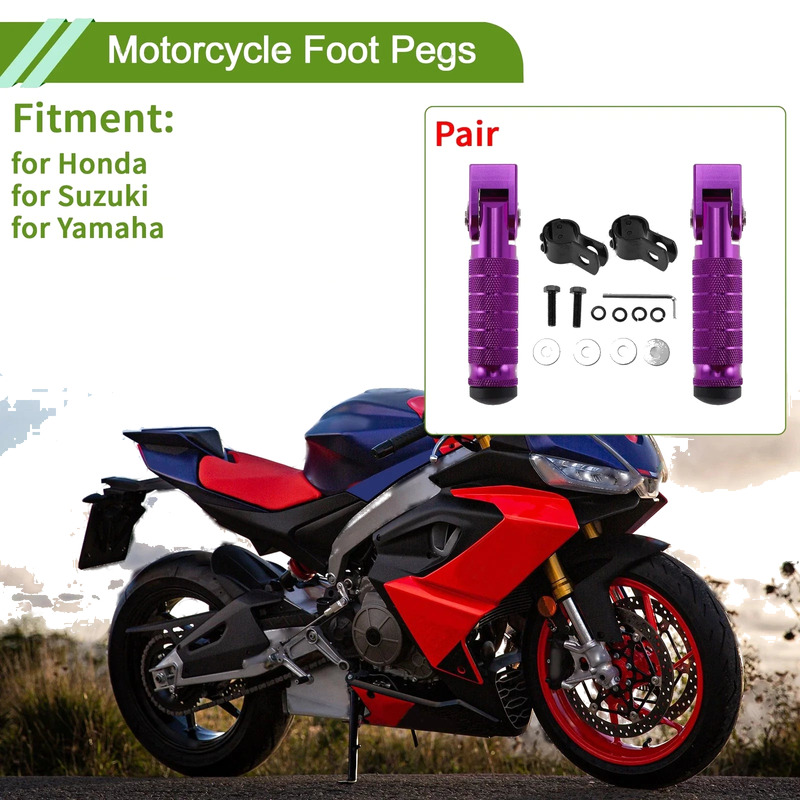 Honda / Suzuki / Yamaha Rear Brake Pedal Purple Foot Pegs