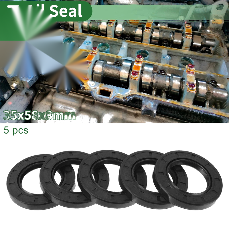 Oil Seal 35x58x8mm Seal Ring Rotary Shaft NBR Rubber 5 Pcs
