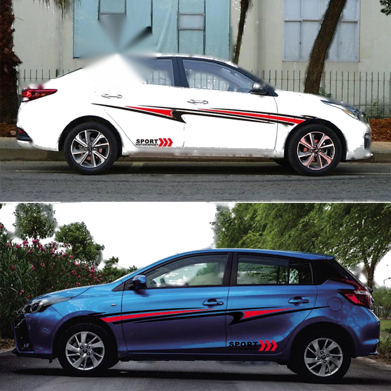 Car Pair Car Side Body Sticker Stripe Decal Vinyl Graphic Decoration