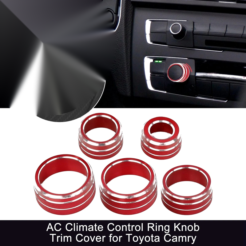 Toyota Camry 5x / Red AC Climate Control Knob Ring Trim Cover (2018-2020)