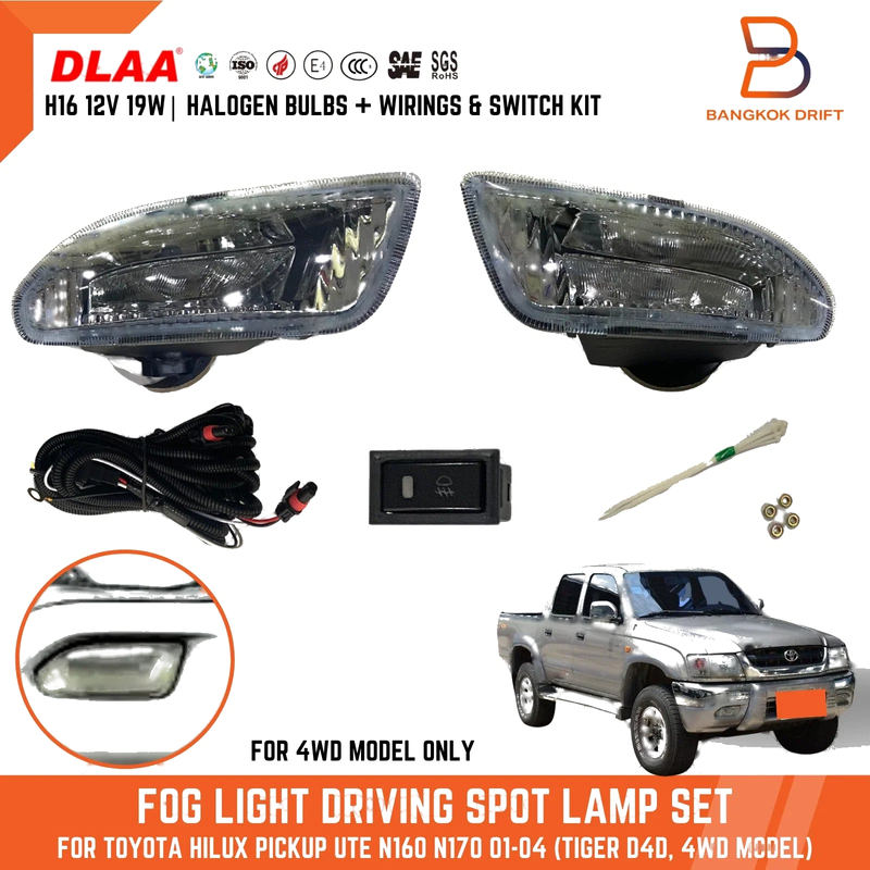 Toyota Hilux Ute 4X4 01-04 Fog Lamp Spot Light Set
