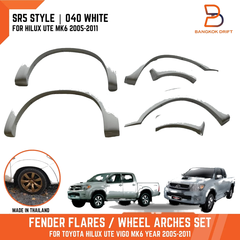 Toyota Hilux Ute Vigo MK6 2005-2011 Double Cab White Fender Flare Arch