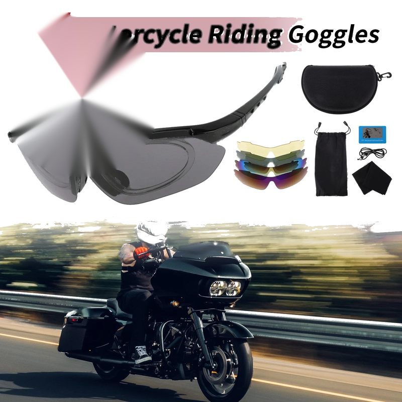 1 Set Motorcycle Riding Goggles Dark Gray Lens Blue Frame PC Cycling Sunglasses