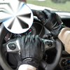 L Motorcycle Glove Breathable Full Finger Sheepskin Outdoor Gloves Black 1 Pair