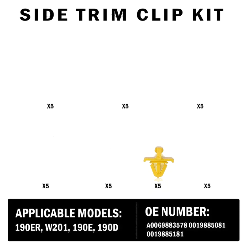 Benz 190 Series W201 190E 190D 35 x Side Trim Clips (1982-1993)