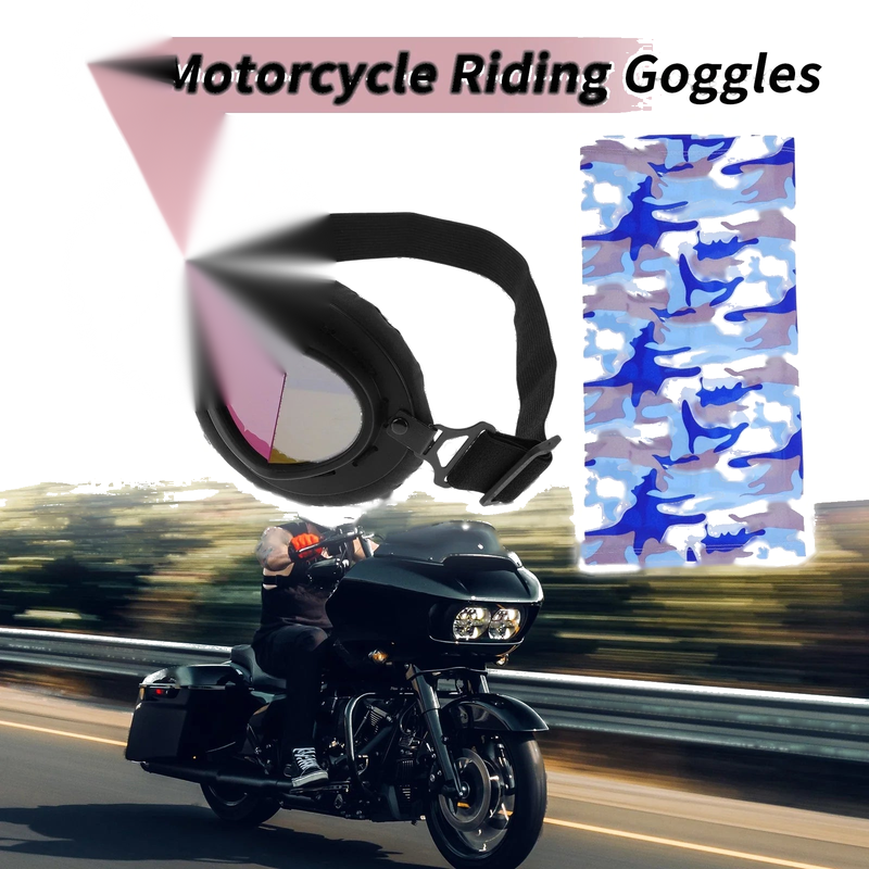 Motorcycle Riding Goggles Multicolour Lens Black Frame Cycling Sunglasses