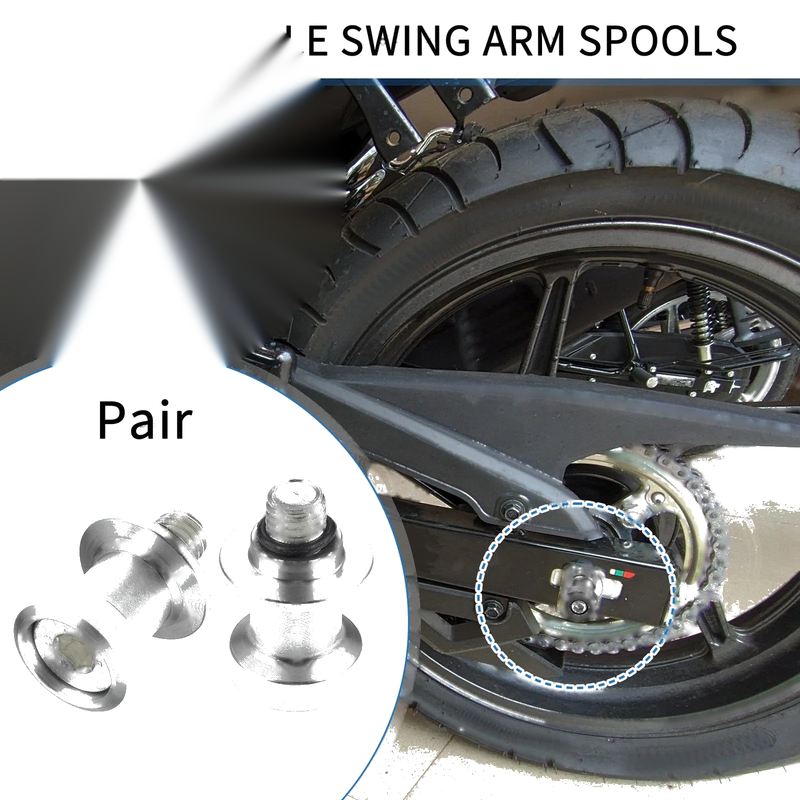 Motorbike Pair / 10mm / CNC Swingarm Spool Slider Stand Silver Tone