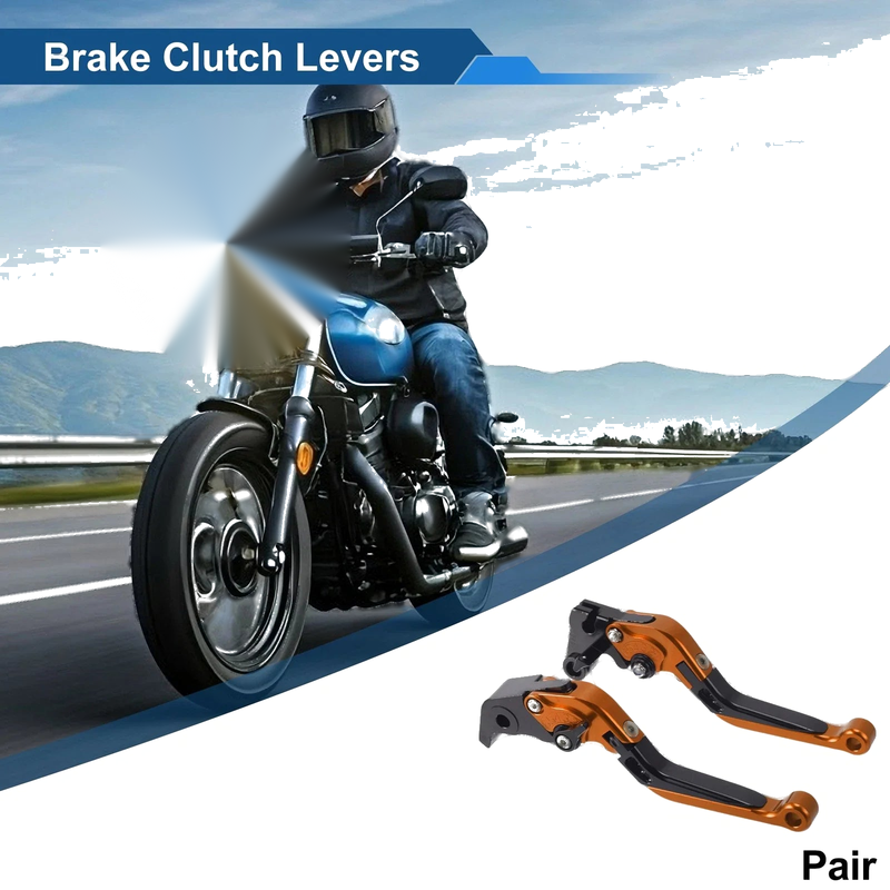 Yamaha YZF R1 2 x Adjustable Brake Clutch Levers Orange Head Black Handle