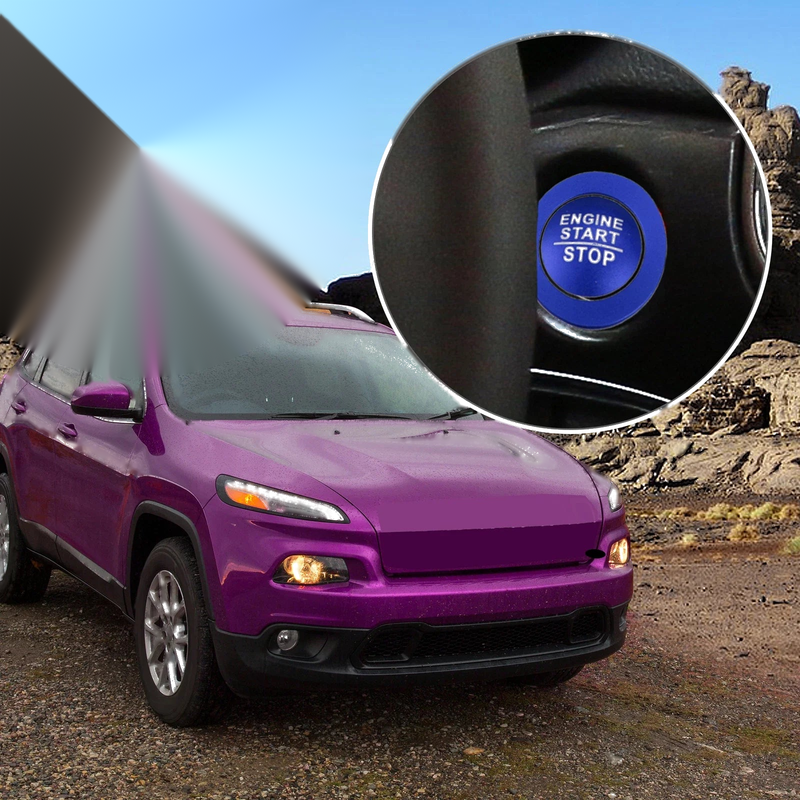Jeep Cherokee Blue Engine Start Stop Button Cover Trim Kit