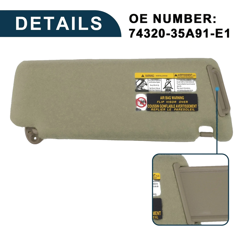 Toyota 4Runner Left Driver Side Sun Visor w/ Mirror (2003-2023)