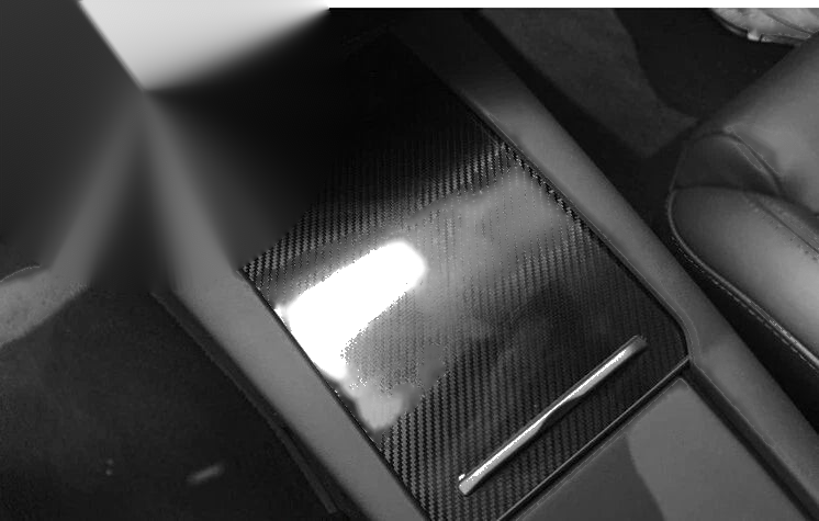 Tesla Model S / X Glossy Carbon Fiber Console Armrest Box Sticker Cover