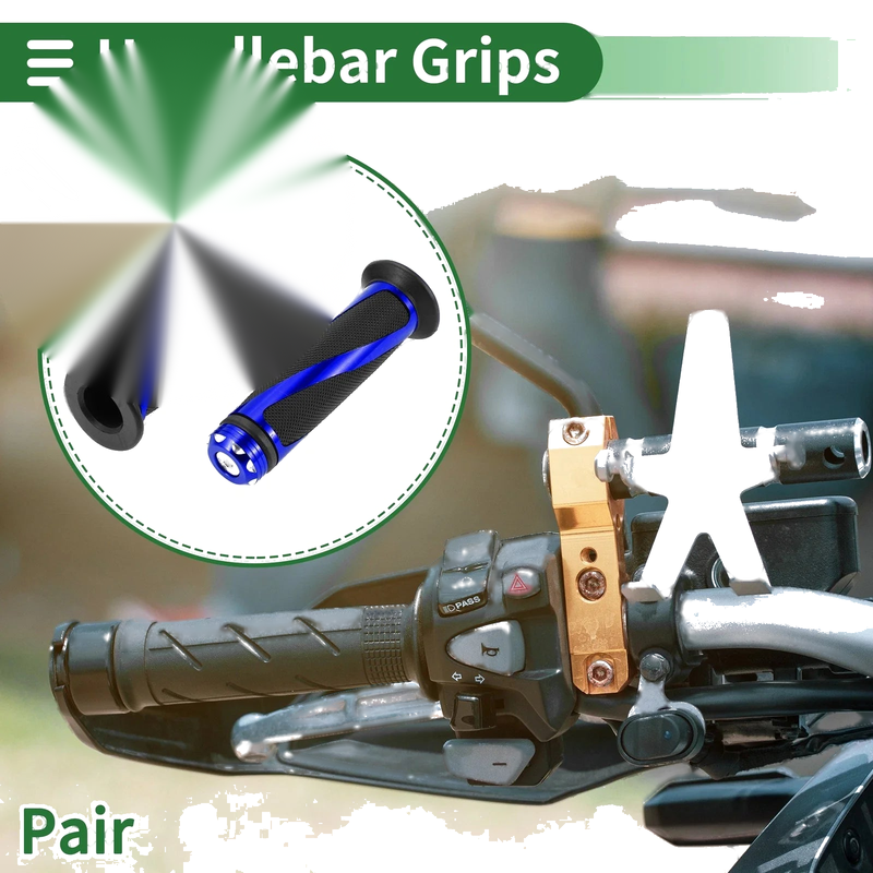 Motorcycle 7/8" 22mm Handlebar Grips Covers Aluminum Alloy Black Blue