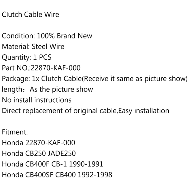 Honda CB250 JADE250 CB400F CB400SF Clutch Cable (1990-2008)