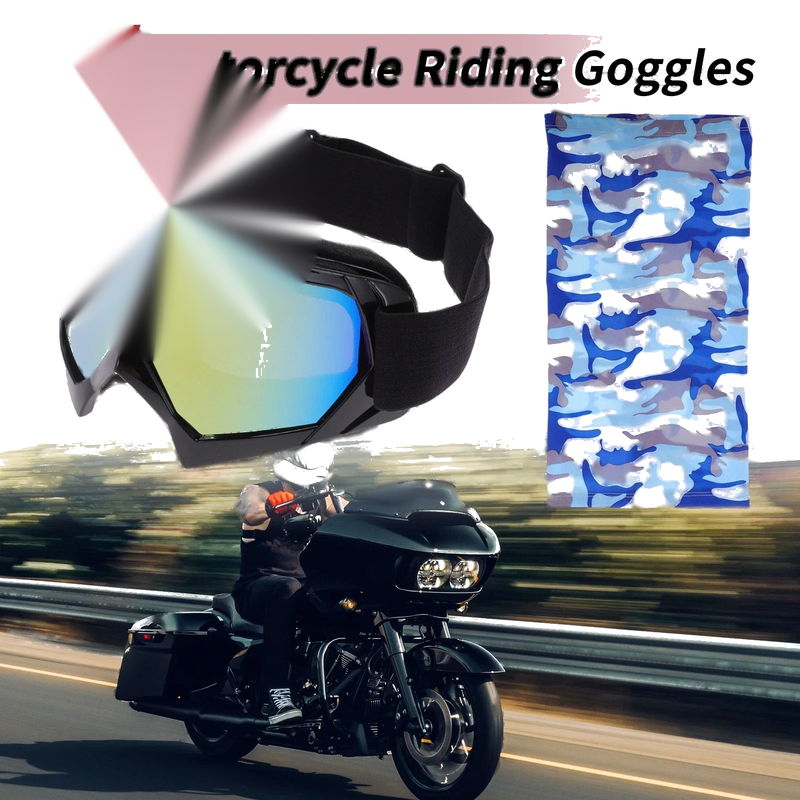 Motorcycle Riding Goggles Colorful Lens Black Frame TPU Cycling Sunglasses