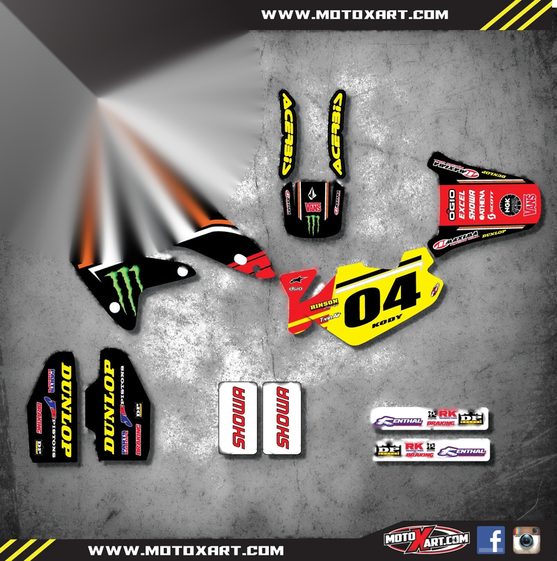 Honda CR 85 BURNOUT Style Graphics / Decals Sticker Kit (2002-2014)