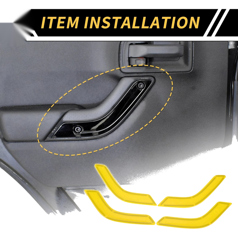 Jeep Wrangler Yellow Front Rear Door Handle Panel Bezel Cover Trims (2007-2023)