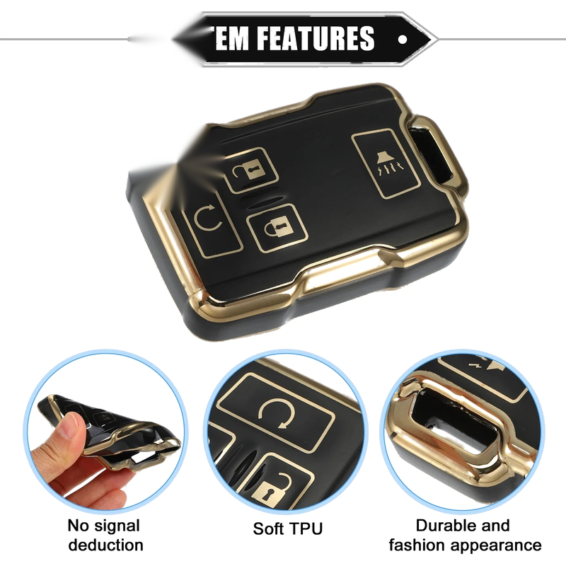 Chevy Suburban & GMC TPU Black 4-Button Key Fob Cover