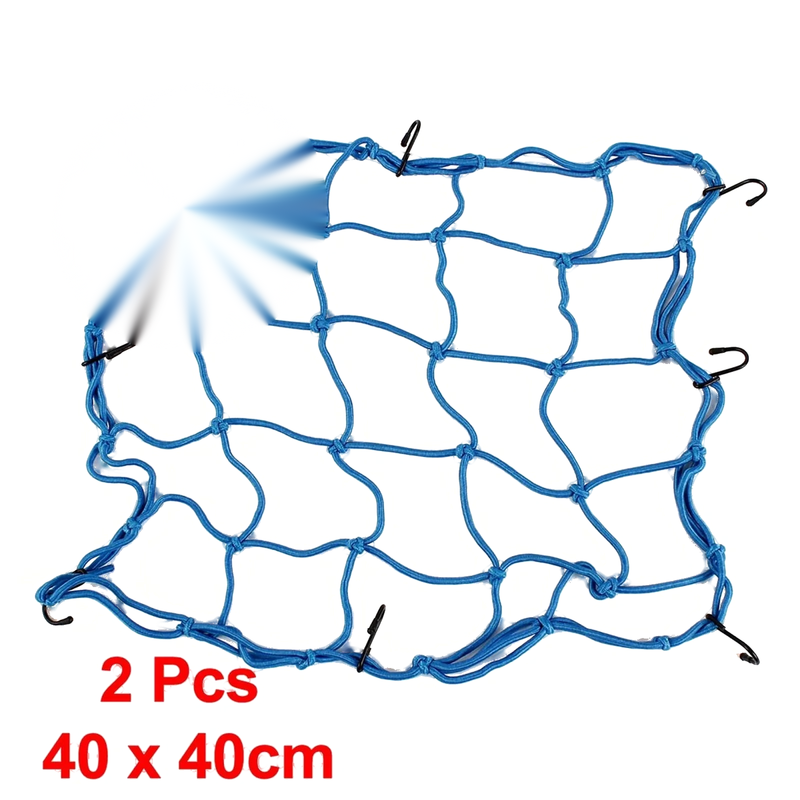 Universal Motorcycle Helmet Cargo Luggage 2 x Mesh Net 40x40cm