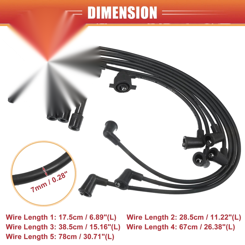 Honda Accord 7pcs Spark Plug Wire Ignition Coil Cables (1998-1999)