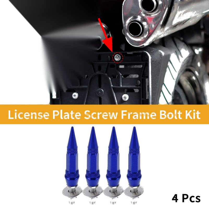Universal Motorcycle M6 License Plate Screws Cover 82mm Deep Blue 4 Pcs
