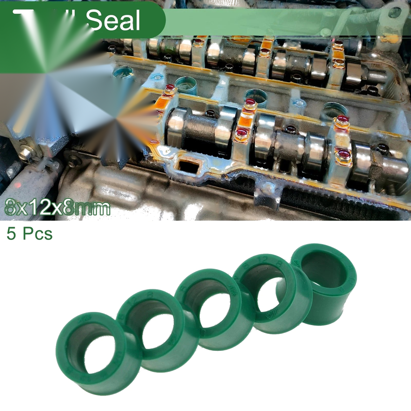 Oil Seal 8x12x8mm TPU Shaft Seal High-Pressure Green 5 Pcs
