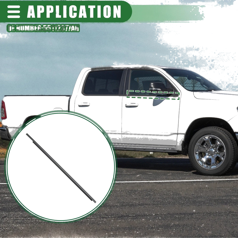 Dodge Ram 1500 Front Right Door Window Belt Weatherstrip (2009-2010)